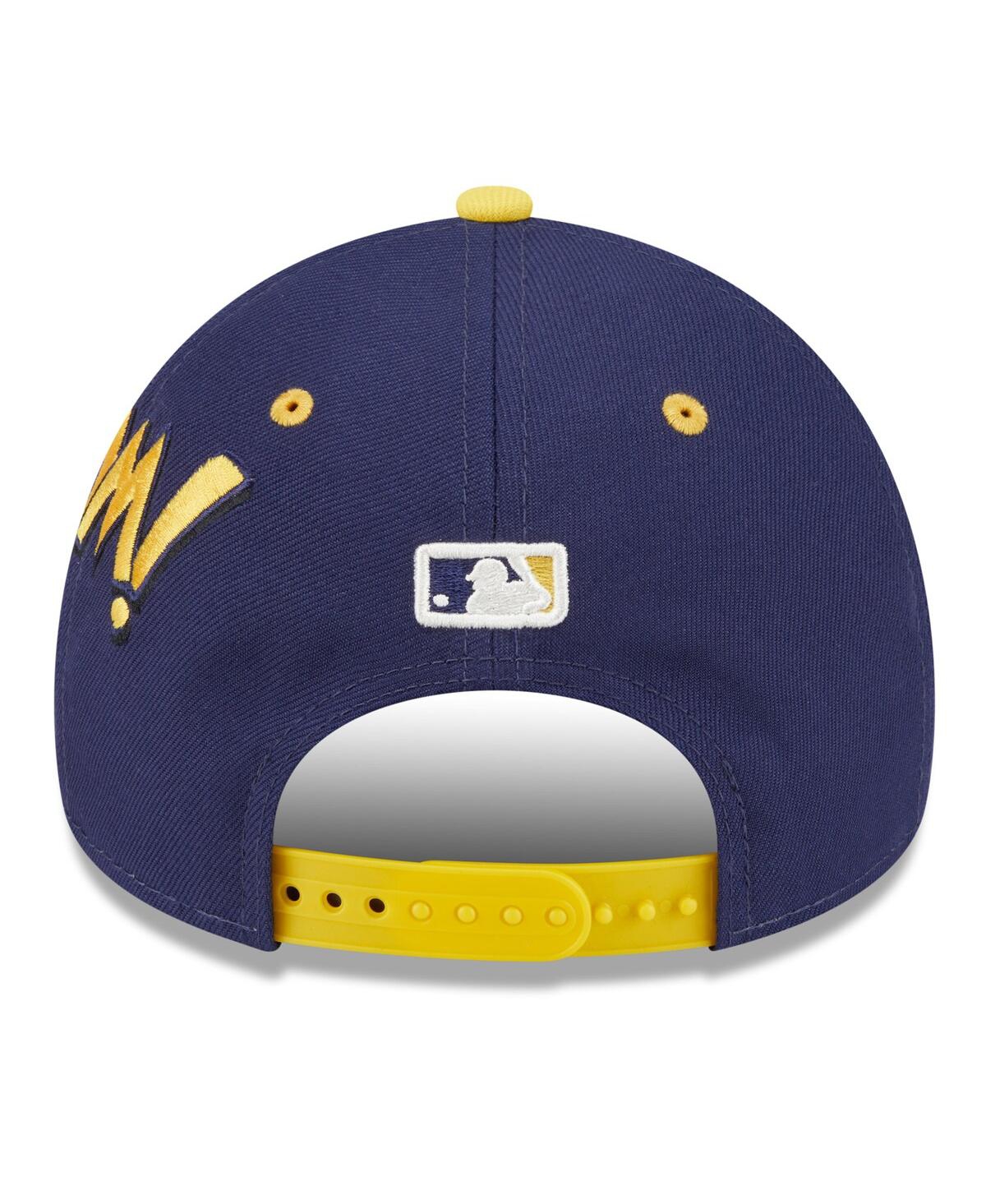 New Era Big Boys And Girls Navy/gold Milwaukee Brewers 2025 Mlb Diamond Hero Edition A-frame 9forty Adjustab In Multi