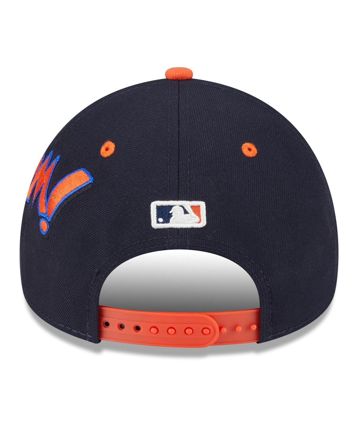 New Era Big Boys And Girls Navy/orange Houston Astros 2025 Mlb Diamond Hero Edition A-frame 9forty Adjustabl In Blue