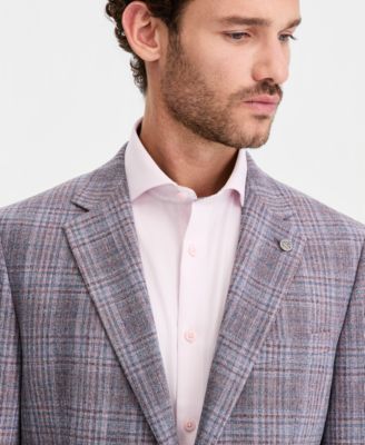 Men's Purple Plaid Modern-Fit Blazer