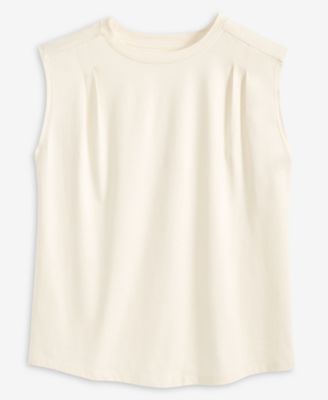 Women's Pleated-Shoulder Cap-Sleeve T-Shirt, Macy's Exclusive