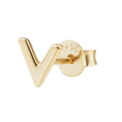 Adornia Fine 14k Gold Vermeil .925 Sterling Silver Single Initial Stud Earring - Gold-v