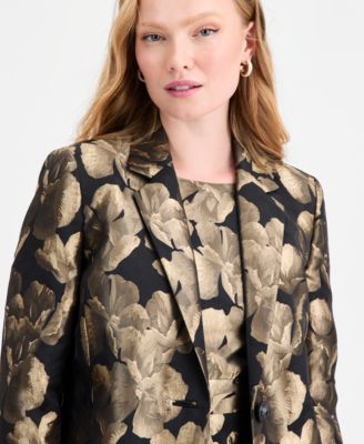 Women's Metallic Textured Coat, Regular and Petite Sizes