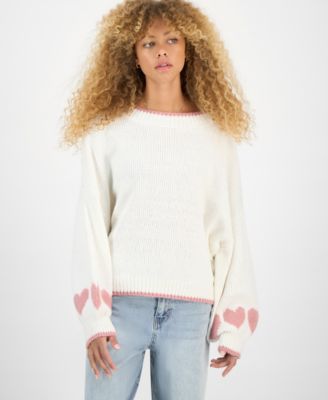 Juniors' Slouchy Balloon-Sleeve Crewneck Sweater