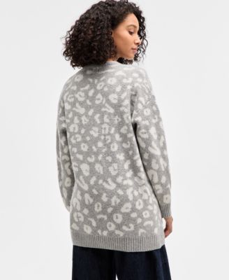 Juniors' V-Neck Button Front Teddy Long Cardigan