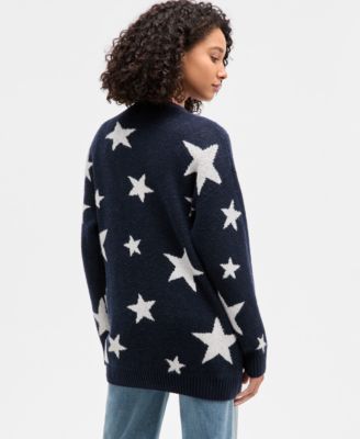 Juniors' V-Neck Button Front Teddy Long Cardigan