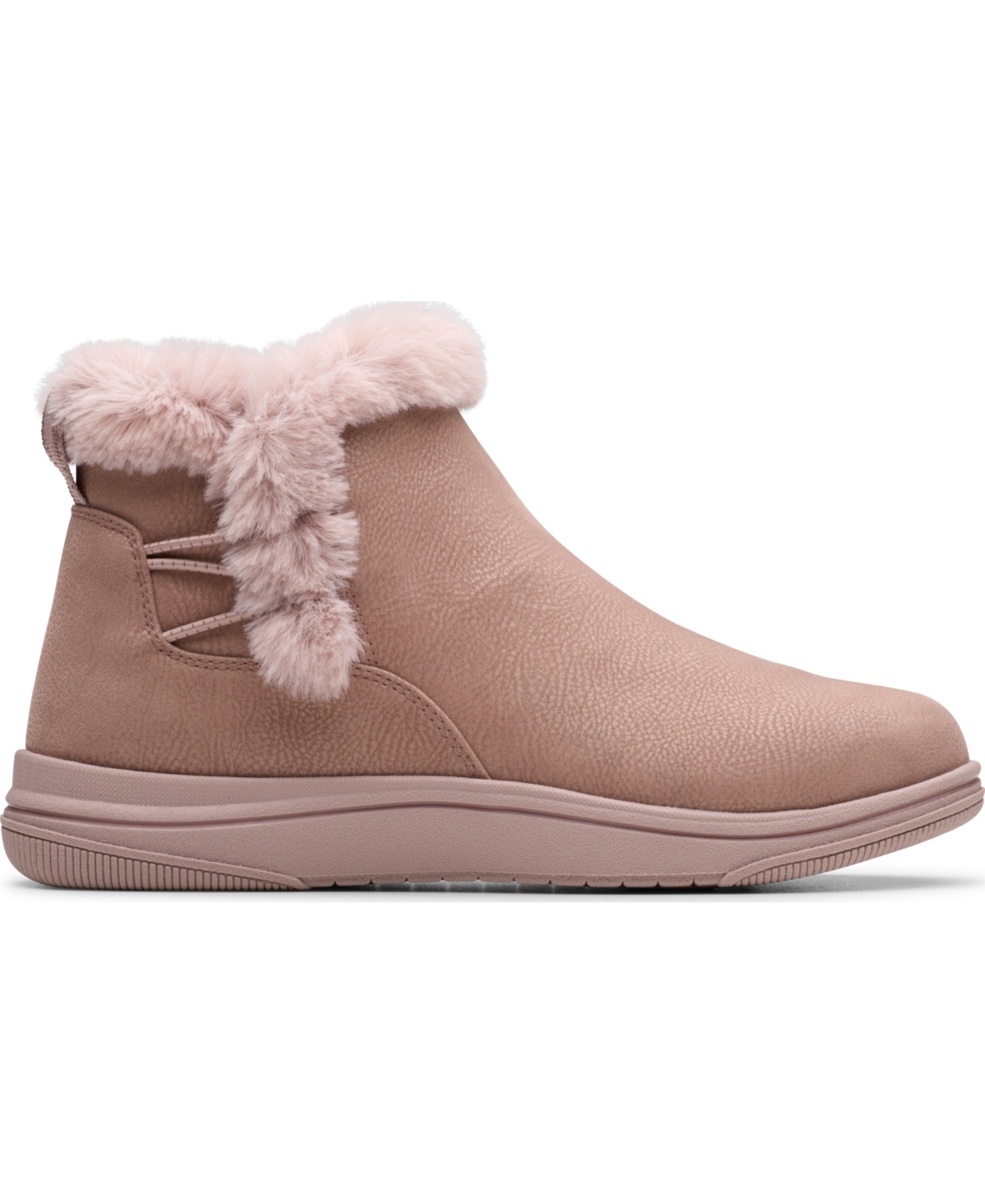 Clarks Women's Cloudsteppers Breeze Fur Wedge Ankle Boots In Purple