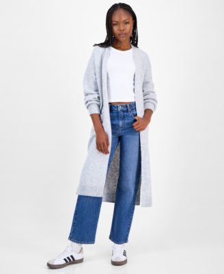 Madden Girl - Juniors' Open-Front Patch-Pocket Duster Cardigan