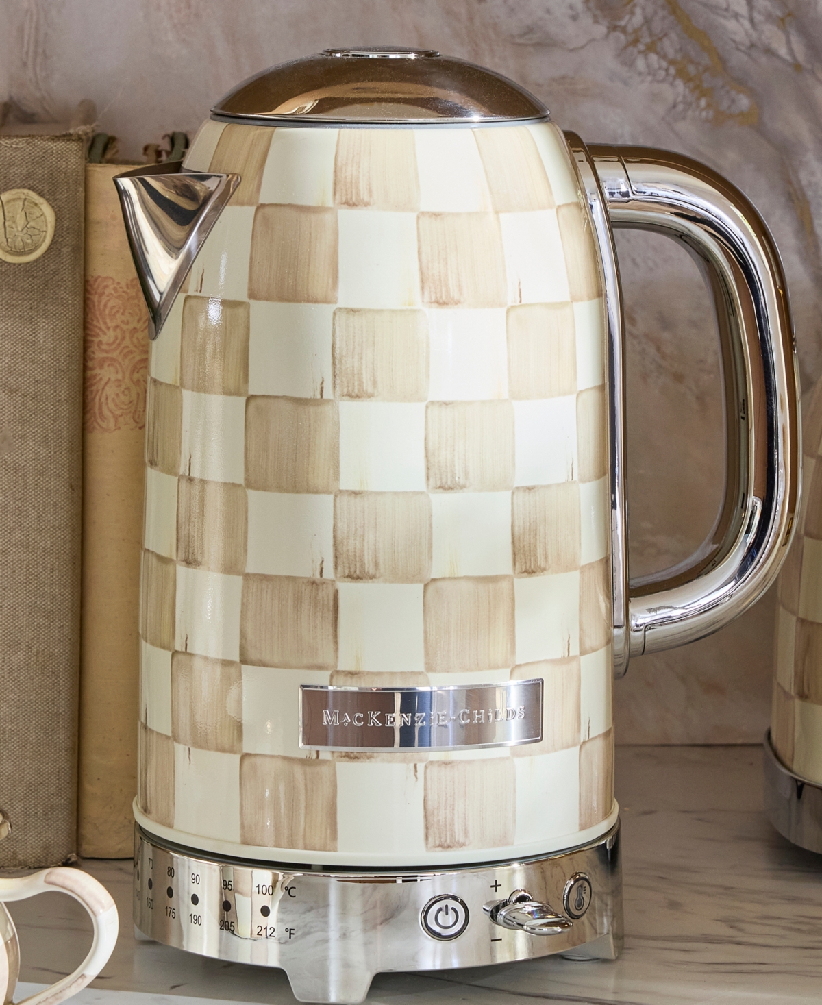 MacKenzie-Childs Mocha Check Electric Kettle