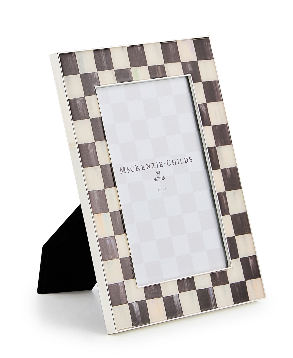 Mackenzie-childs Courtly Check Silver Plated Frame, 4" X 6" In Black