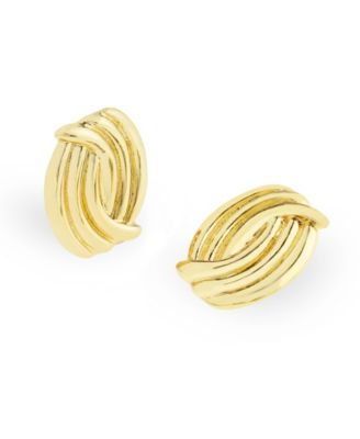 Gold Vintage Ribbed Button Earrings