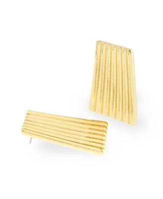 Gold Vintage Ribbed Tapered Button Earrings