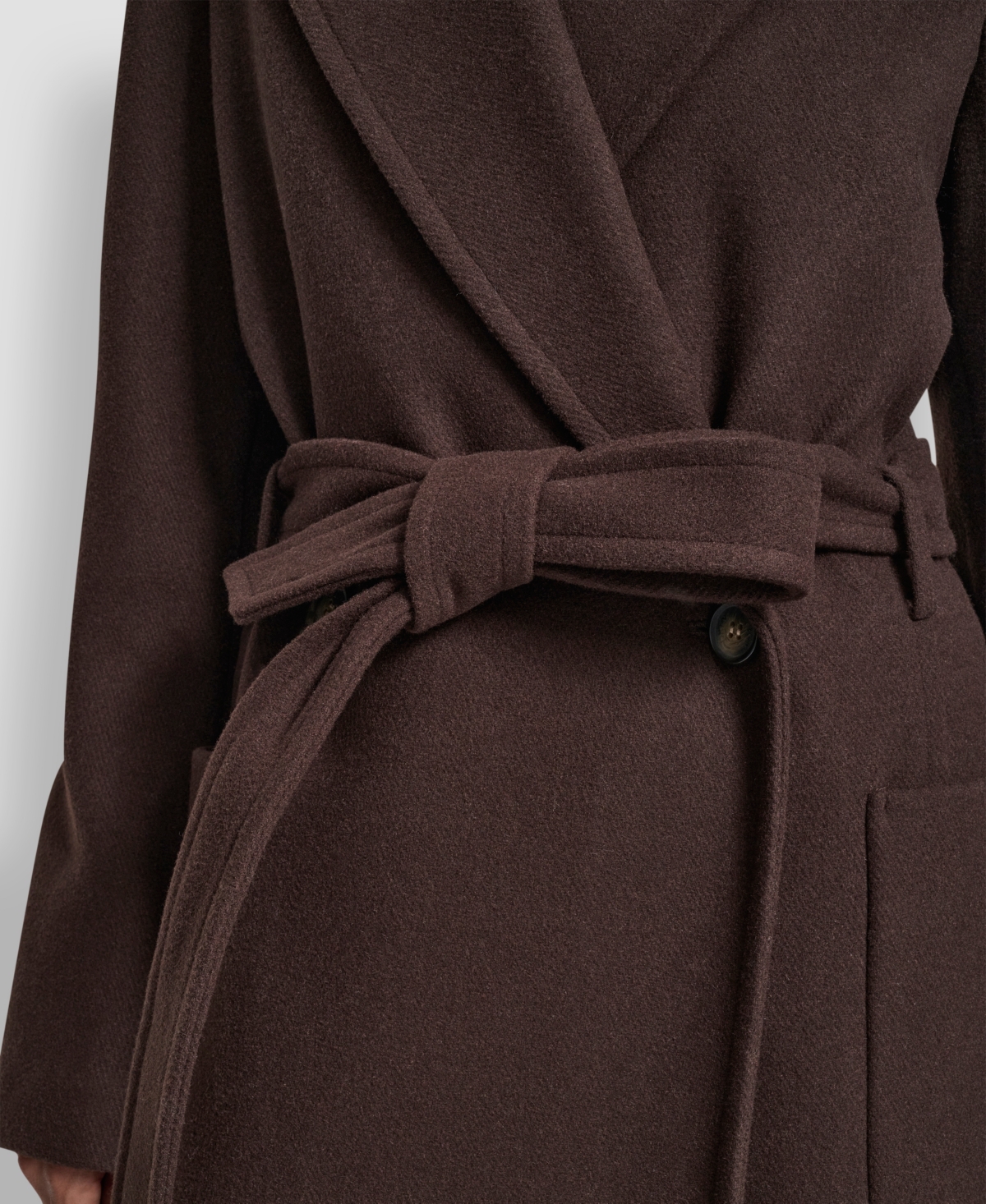 Dkny Women's Notch Collar Belted Wrap Coat In Brown