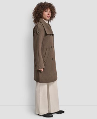 Women's Double-Breasted Funnel Neck Military Coat