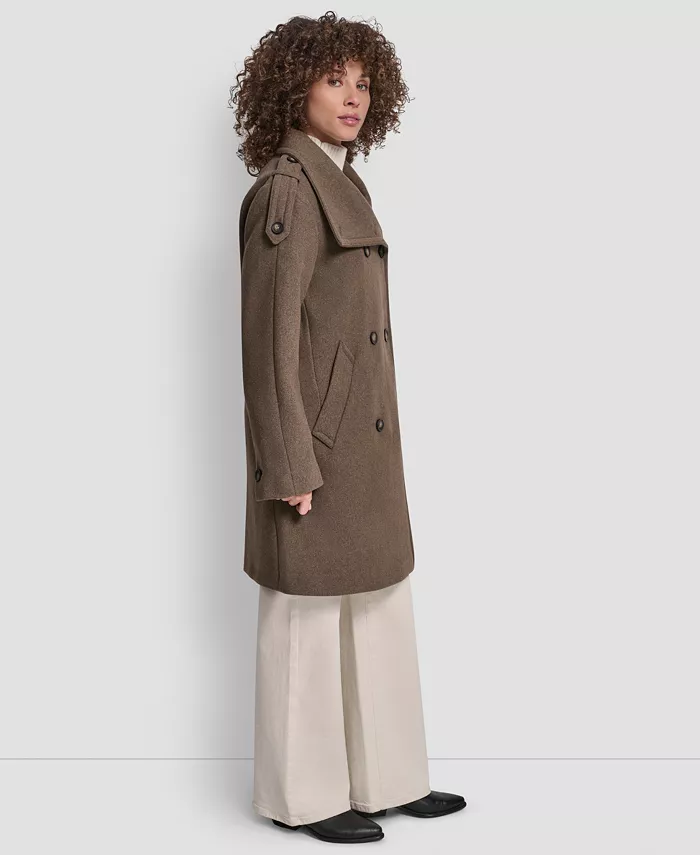 Women's Double-Breasted Funnel Neck Military Coat - thumbnail 4
