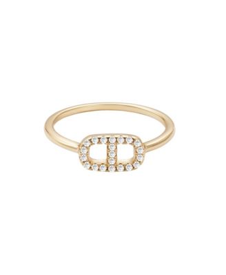 14k Gold Vermeil .925 Sterling Silver CZ Mariner Link Ring