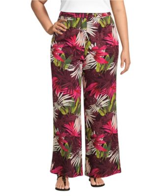 Women's Plus Size Rayon High Rise Wide Leg Pants - Set Bottom