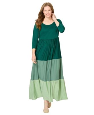 Plus Size Colorblock Tiered Dress