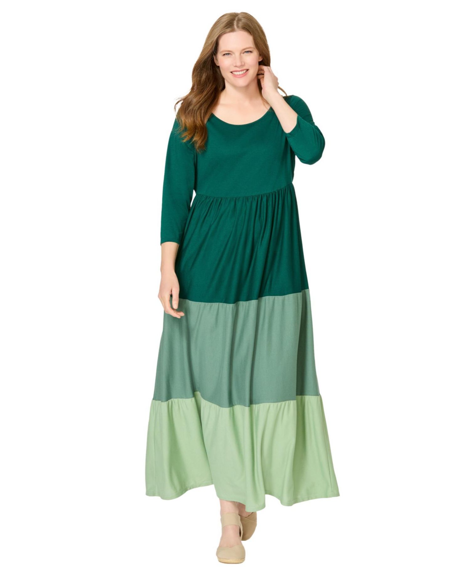 Plus Size Colorblock Tiered Dress