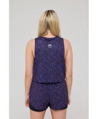 Women's Infinite Cropped Tank Top - Purple Leopard