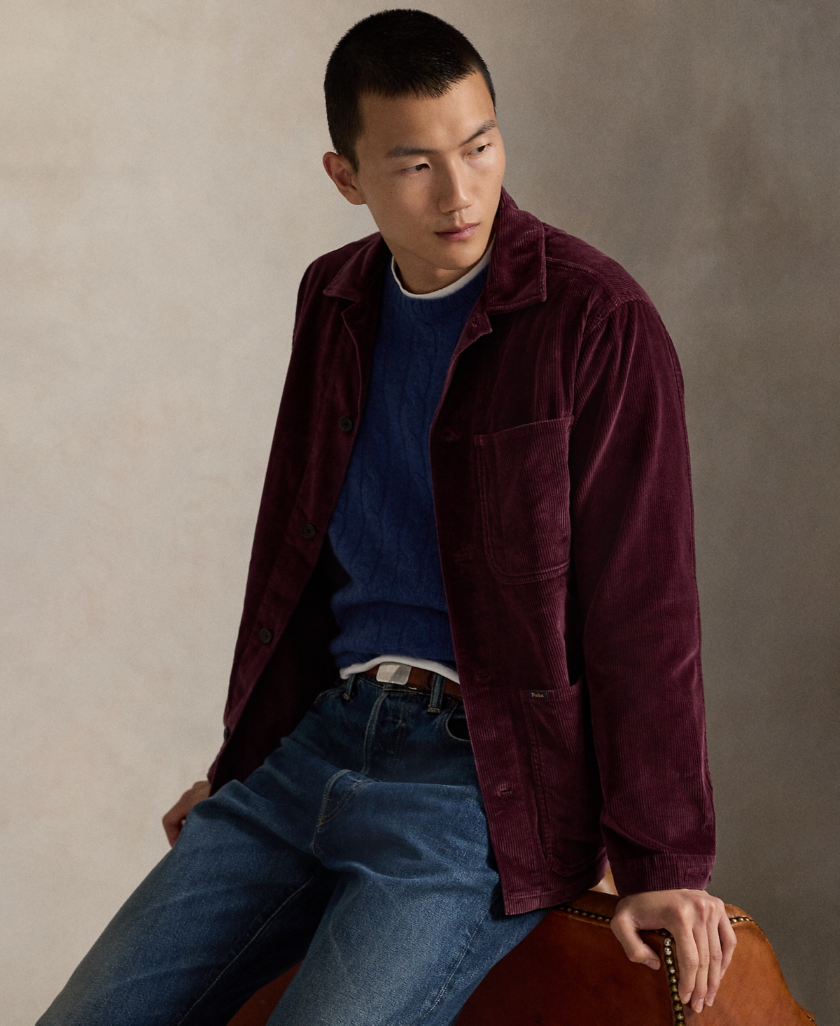 Polo Ralph Lauren Men's Corduroy Utility Long Sleeve Overshirt In Burgundy