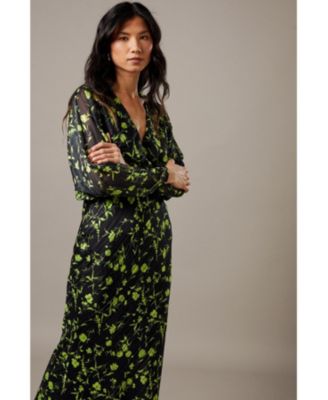 Women's Shadow Stripe Floral Batwing Midi Dress