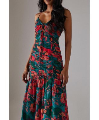 Women's Chiffon Gathered Channel Midi Dress