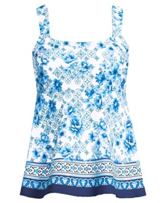 Women's Petite Adjustable Scoop Neck Flutter Tankini Top