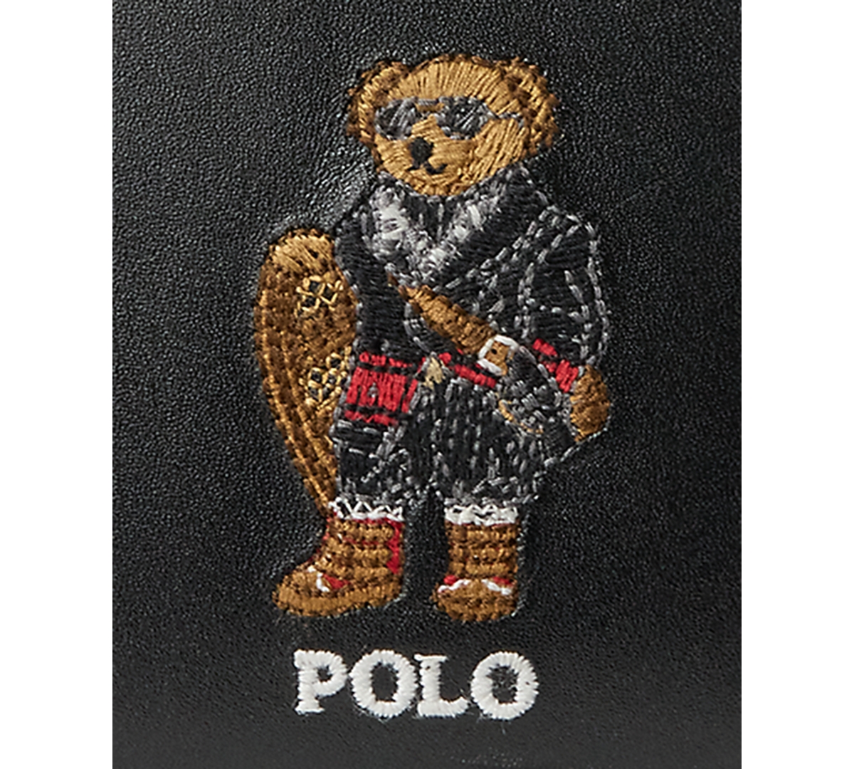 Polo Ralph Lauren Polo Bear Leather Card Case In Black