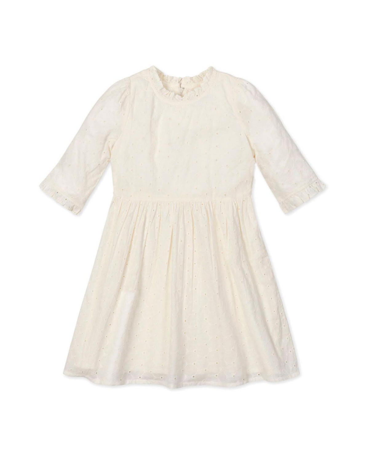 Hope & Henry Little and Big Girls' Organic Flutter Sleeve Tiered Eyelet Dress