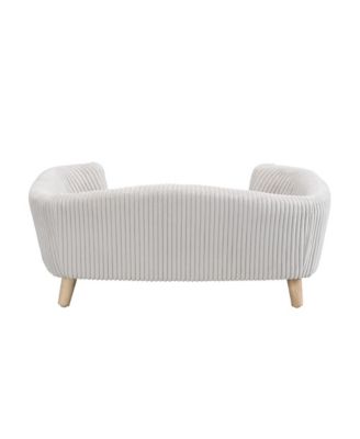 Beige Corduroy Elevated Pet Couch with Wood Legs