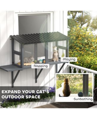 Outdoor Cat Catio, Cat Enclosure Window Perch with Jumping Platform