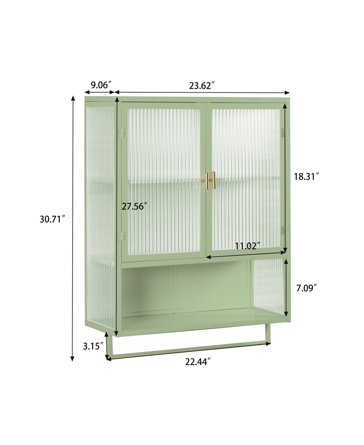 Casainc 24" Wall Cabinet with Glass Doors, Open Shelf and Towel Rack for Multiple Rooms