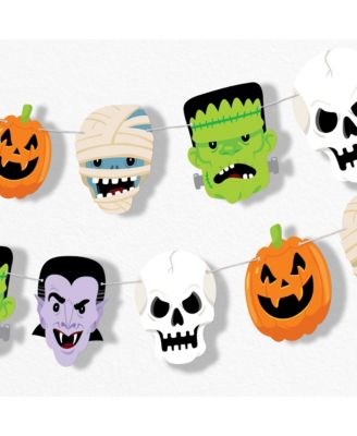 Halloween Monsters Garland Banner, 30 Feet of Cord, 15 Paper Monster Head