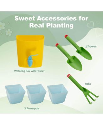 Wooden Potting Bench for Kids w/ See-Through Window Planter Box Garden Trellis