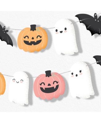 Pastel Halloween Garland Banner, 30 Feet of Cord, 15 Paper Pastel Themed