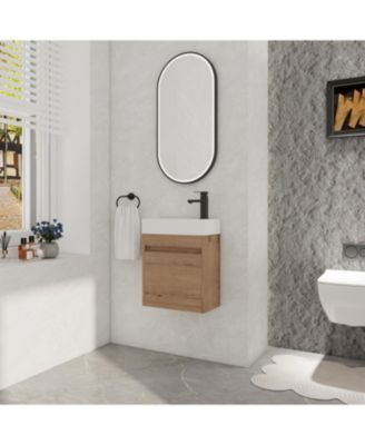 18 Inch Bathroom Vanity with White Resin Sink and Soft-Close Cabinet Door
