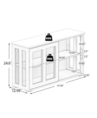 Kitchen Storage Cabinet with Glass Door for Pantry or Dining Room