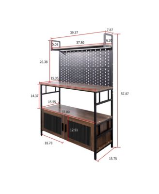 Kitchen Bakers Rack with Cabinet Door and Storage Shelf for Small Space Organization