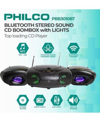 CD Player Boombox with Bluetooth, AM/FM Radio, Portable CD Players for Home, Dynamic Light Display