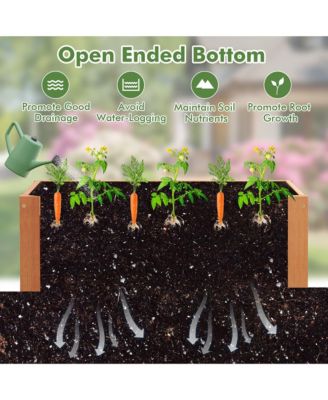 Wood Wooden Planter Box w/ Seat 2-in-1 Raised Garden Bed & Bench Outdoor