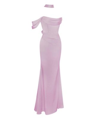 Women's Ivona Mauve Halter Neck Double Duchess Satin Gown