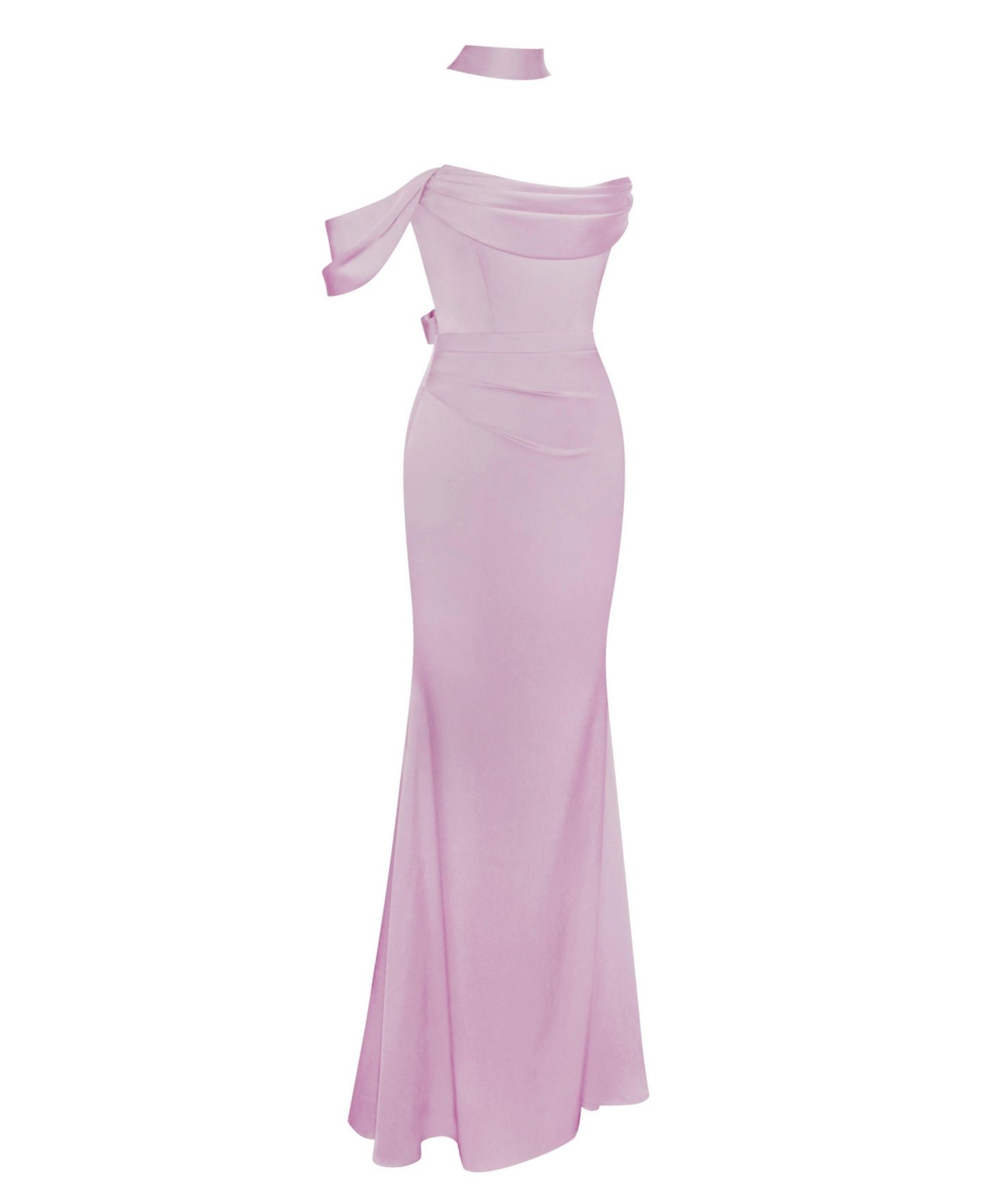 Женское платье Miss Circle Ivona Mauve Halter Neck Double Duchess Satin Gown, цвет: Розовато-лиловый фиолетовый — фото 7