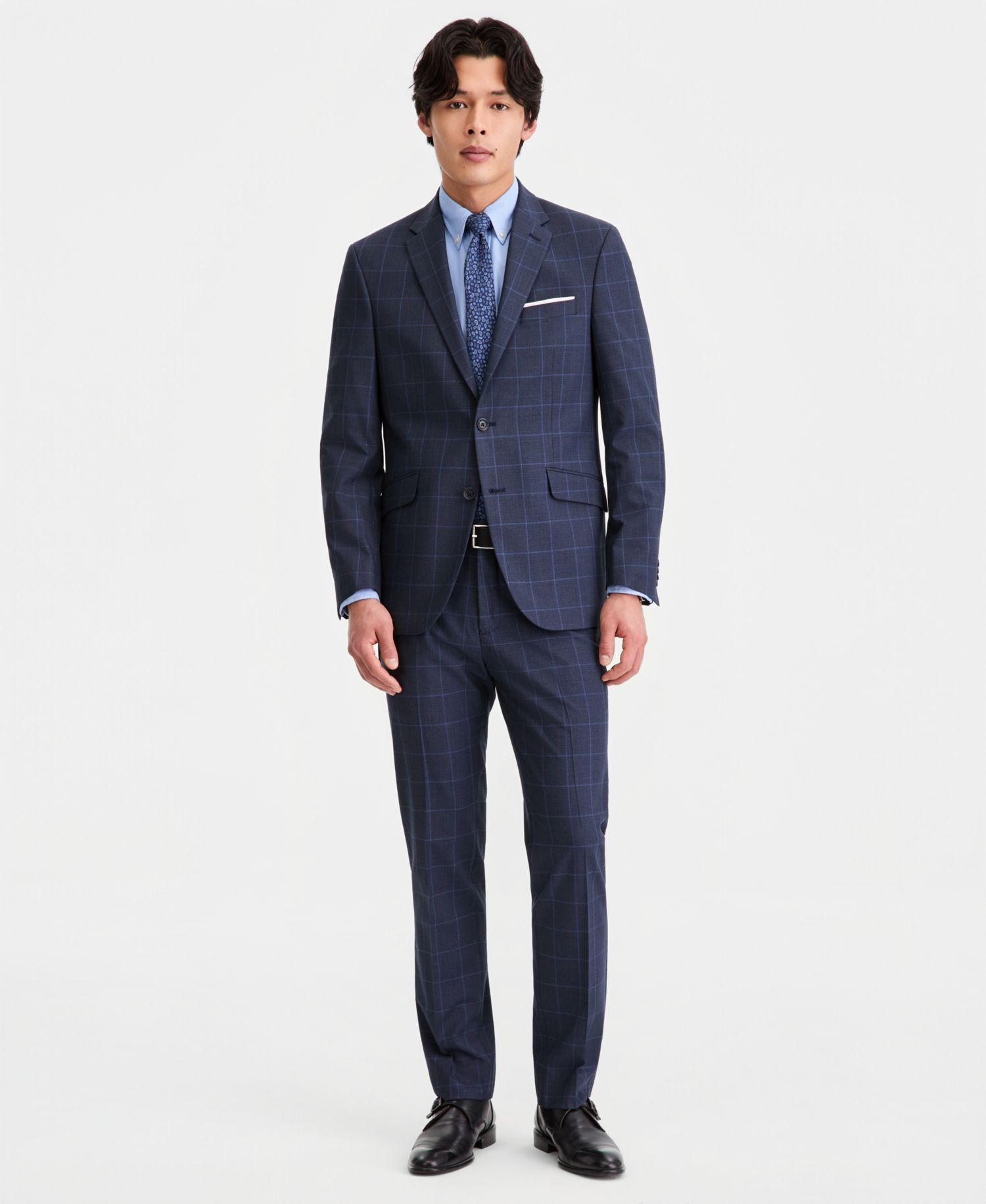 Men's Windowpane Slim-Fit Techni-Cole Suit Separates Jacket