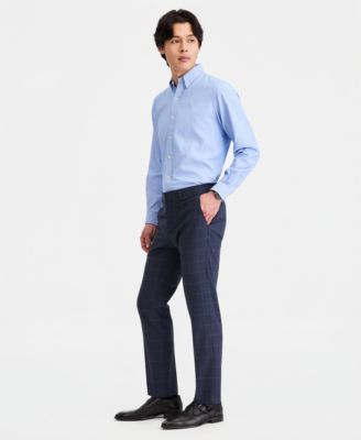 Men's Windowpane Slim-Fit Techni-Cole Suit Separate Pants