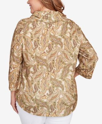 Plus Size Printed Hatchi Cowl Neck Top