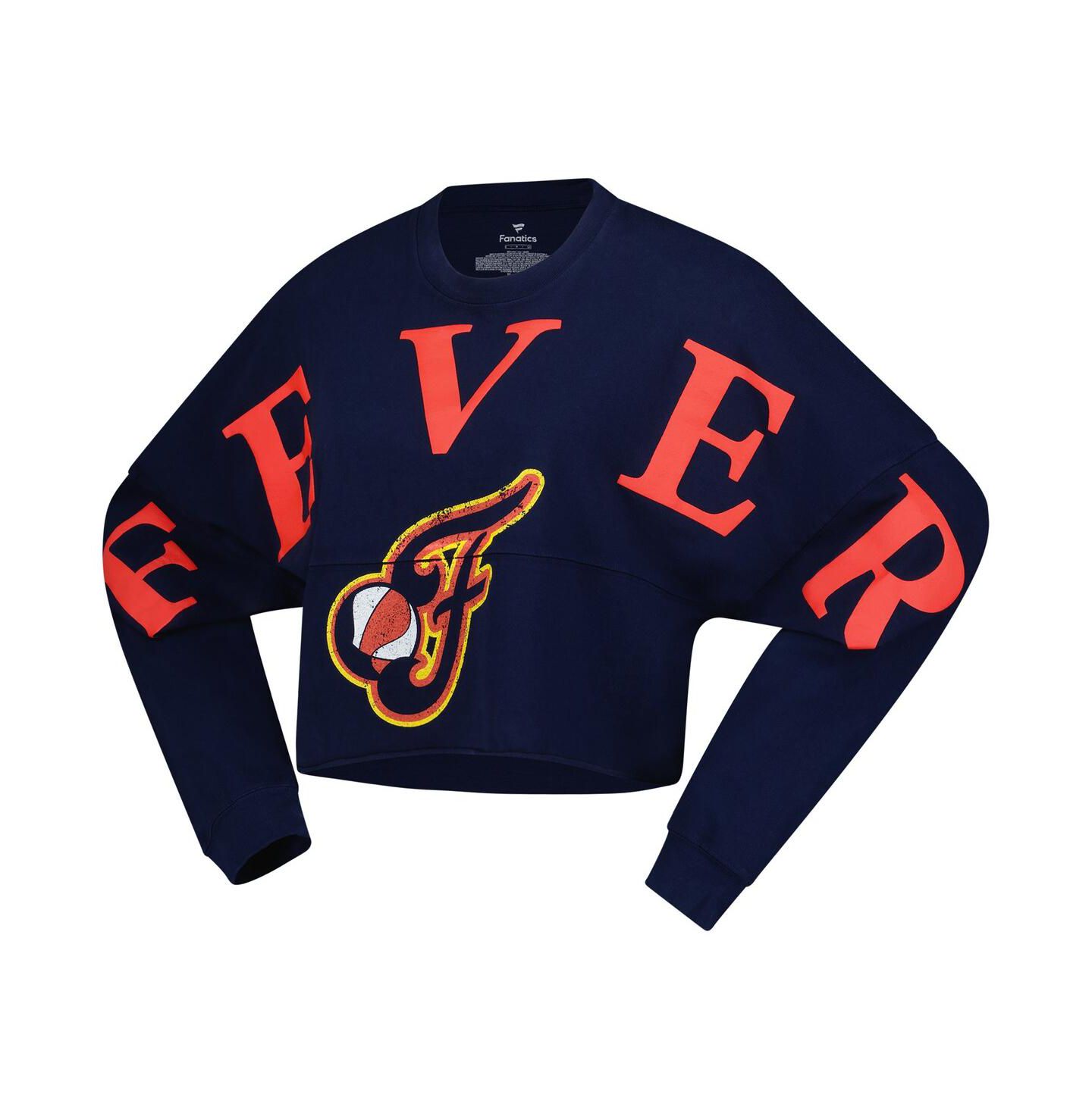 Женская футболка Spirit Jersey Navy Indiana Fever Jumbo Print Oversized Cropped Long-Sleeve — фото 3