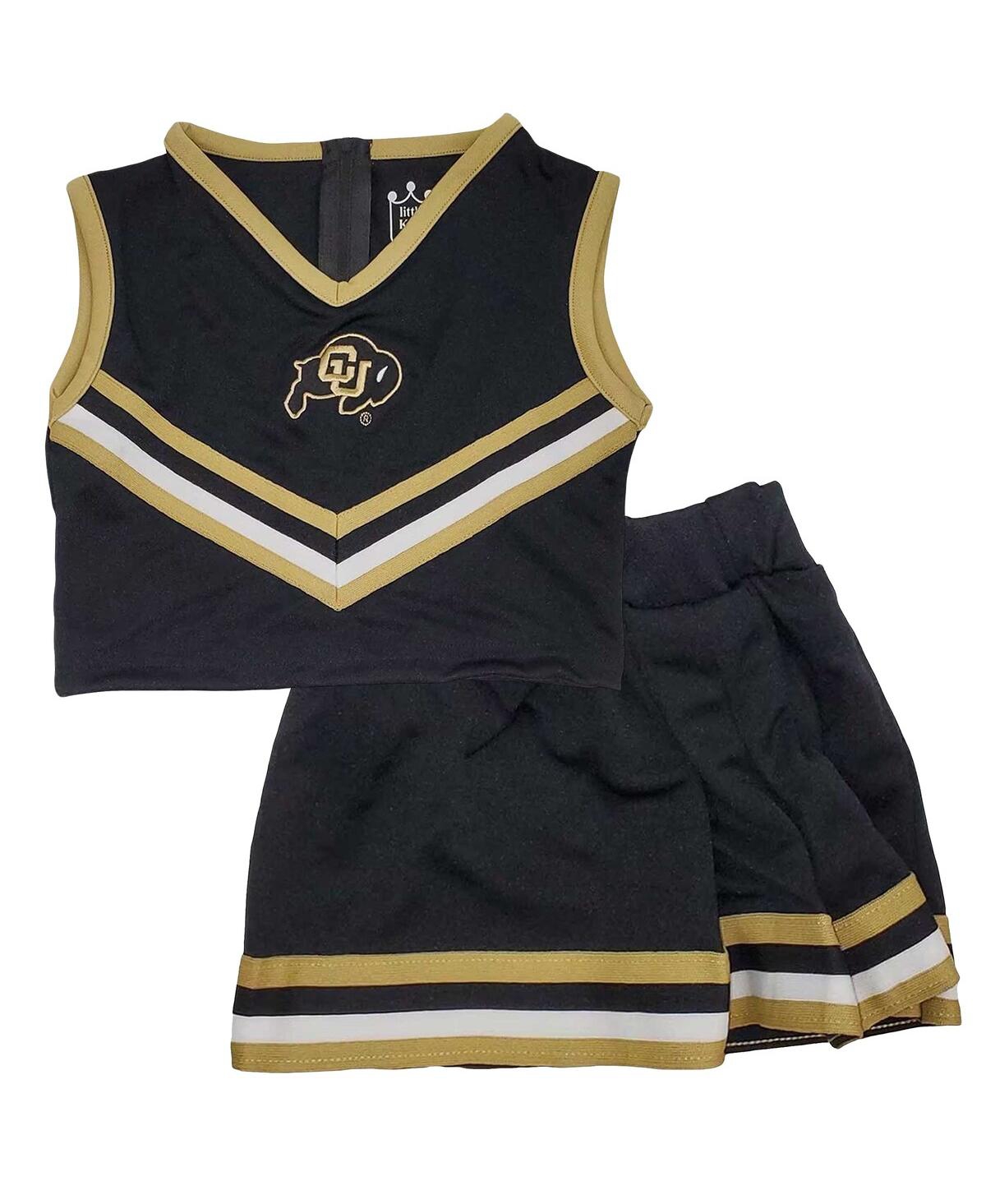 Little King Girls Toddler 2-piece Black Colorado Buffaloes Cheer Top Skirt Set In Black