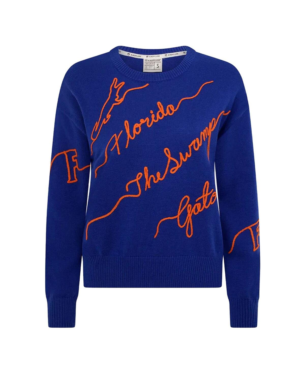 Kadyluxe Royal Florida Gators Love Note Embroidered Pullover Sweater In Blue