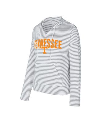 Men's White/Gray Tennessee Volunteers French Terry Striped V-Neck Pullover Hoodie
