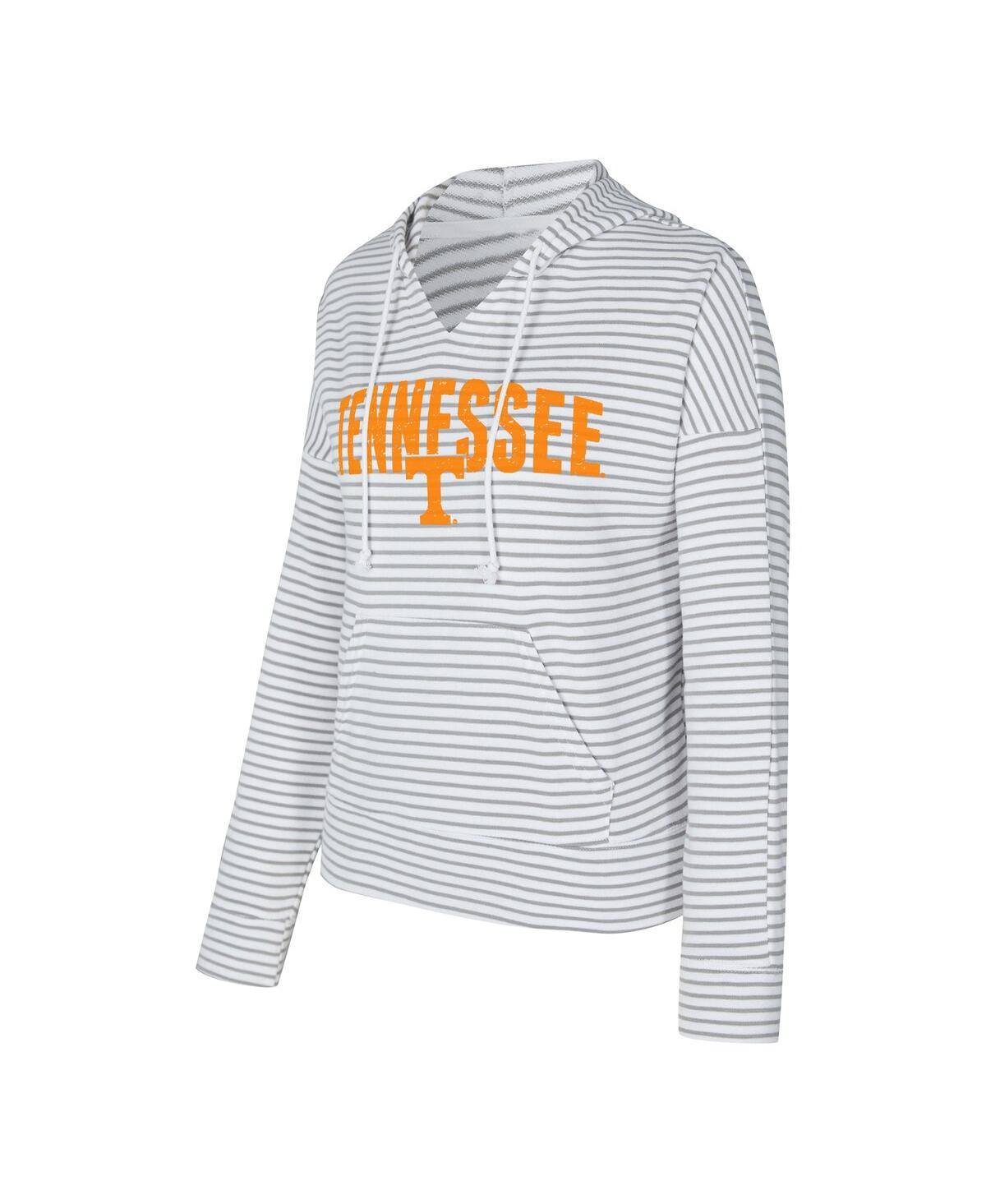 Concepts Sport Men's White/gray Tennessee Volunteers French Terry Striped V-neck Pullover Hoodie In White